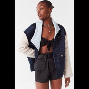 UO Quilted Satin Colorblock Jacket